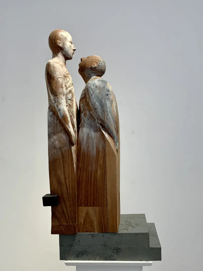 The kiss, 75x35x25 cm, painted wood (oak)